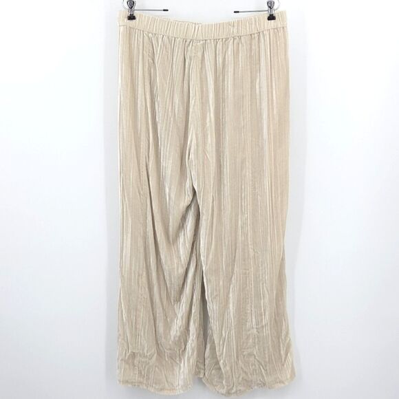 Eileen Fisher Wide Leg Pants Womens Size Petite Large Beige Velvet Lagenlook - Picture 4 of 9